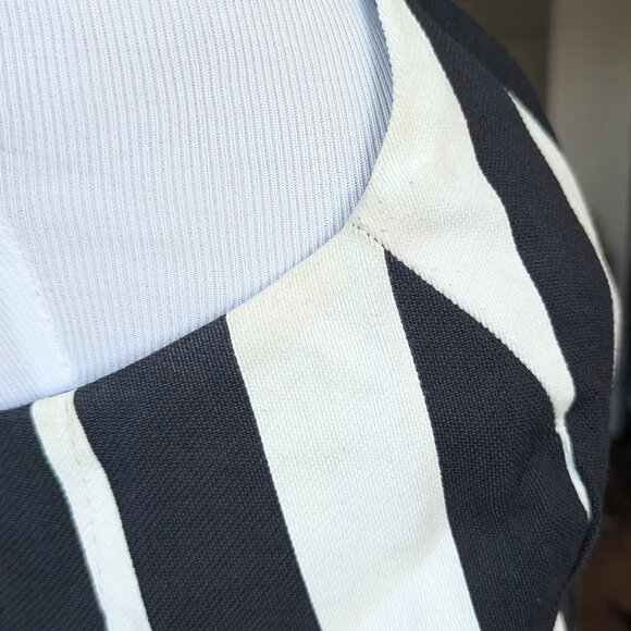 ASOS Black & White Stripe Drop Waist Dress - Picture 3 of 7